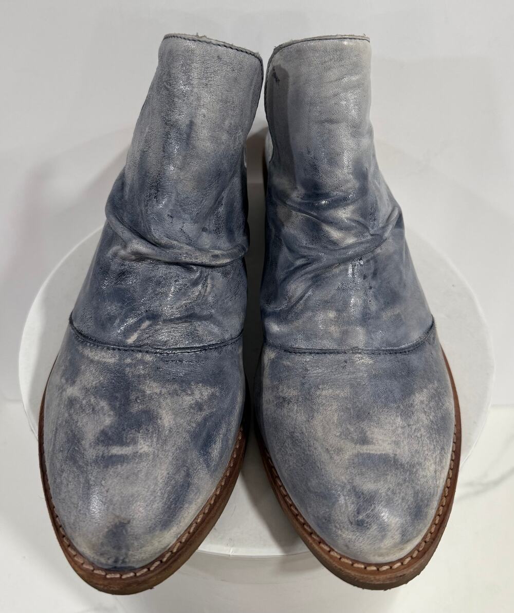 Matisse Blue Distressed Leather Mules Slouch Bootie Western Shoes Brazil Size 8M